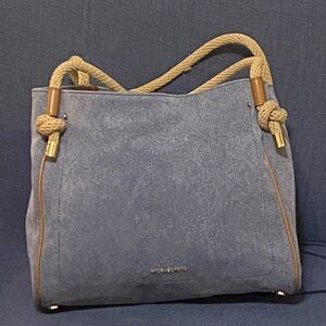 Michael Kors Blue Shoulder Bag with Tan Accents
